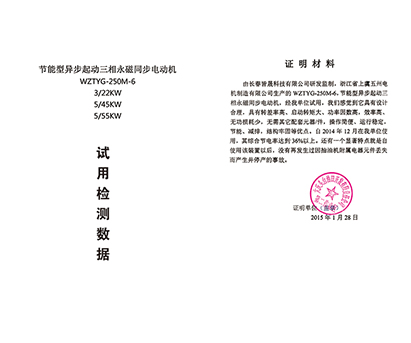 試用檢測數據-紹興上虞五州電機制造有限公司